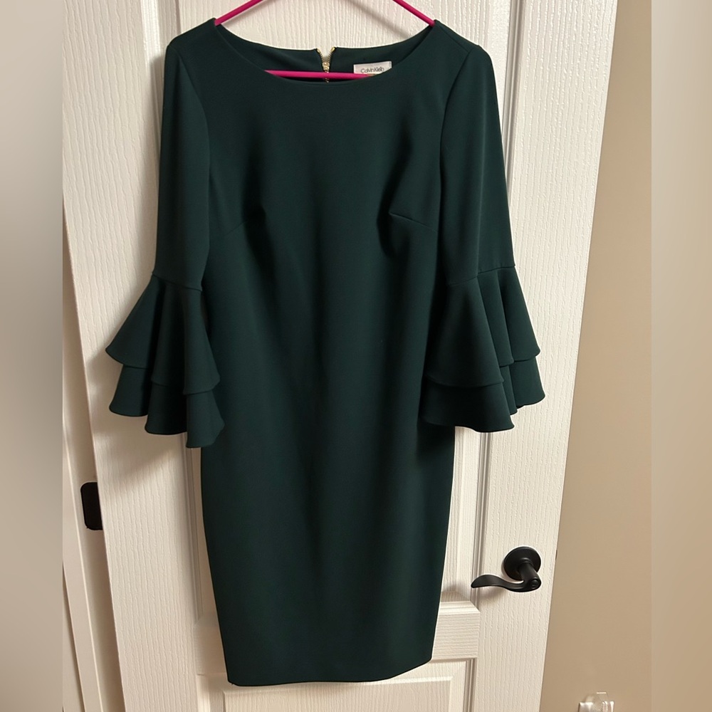 Calvin Klein Dark Green Long Sleeve Dress